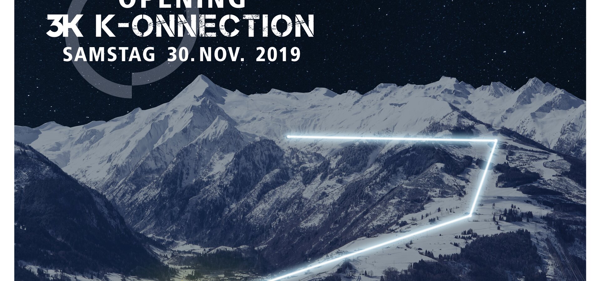 Eine aufsehenerregende Lichtinszenierung wird am 30. November 2019 die neue K-ONNECTION bis weit ins Tal erstrahlen lassen. Die abendliche Runde in den beleuchteten Bahnen von Kaprun über den Maiskogel bis zum Kitzsteinhorn/Langwied garantiert für alle Opening-Gäste ein exklusives und einmaliges Erlebnis.  | © Kitzsteinhorn