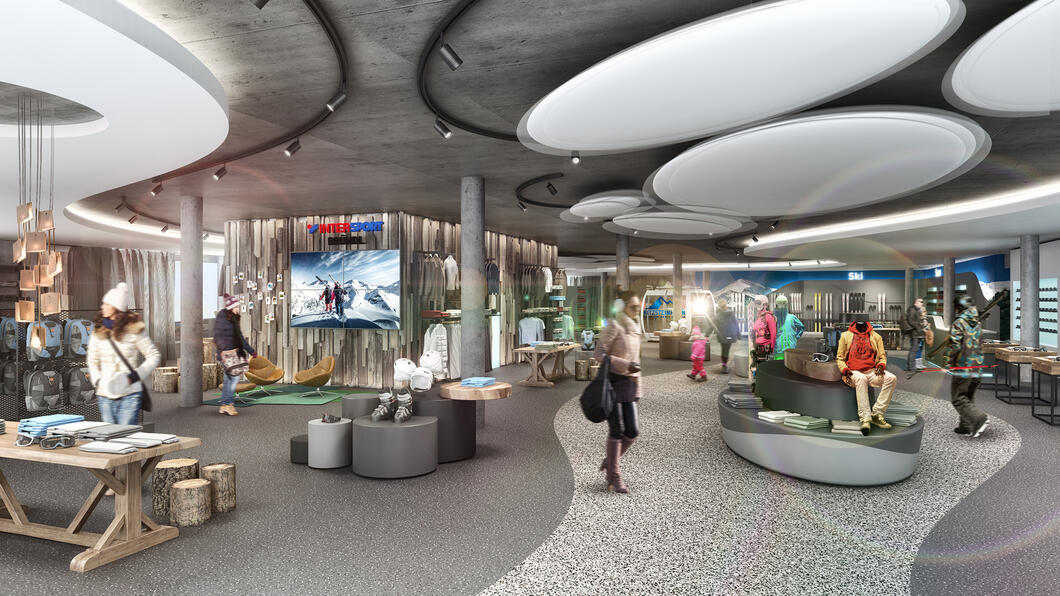 KAPRUN CENTER - INTERSPORT BRÜNDL SPORTSHOP | © Intersport Bründl – blocher partners Der neue Sport- und Rentshop Intersport Bründl garantiert Top-Sportkompetenz auf 2.000 m2 in einem einzigartigem Shopping-Ambiente mit großer Auswahl. | © Intersport Bründl – blocher partners
