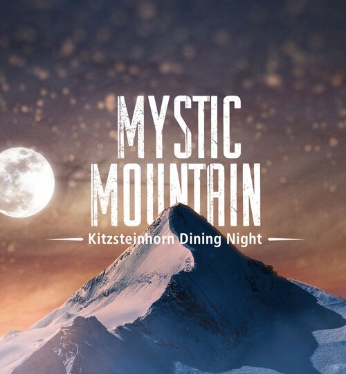 Logo Mystic Mountain vor Berglandschaft mit Mond und Sternenhimmel | © Kitzsteinhorn