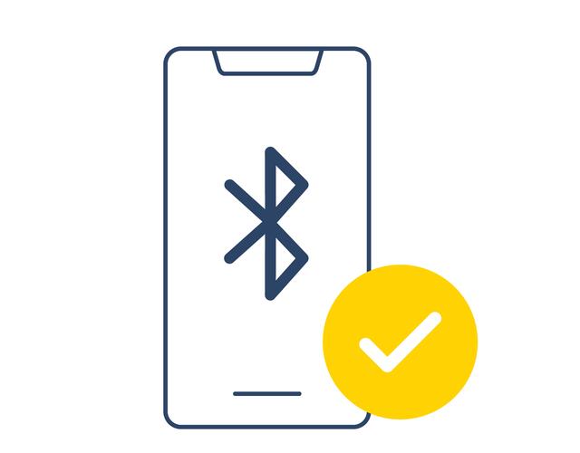 Smartphone with Bluetooth symbol and check mark