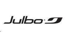 Black stylized logo with a curved symbol
