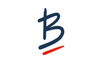 Geschwungenes blaues B mit roter Linie